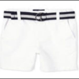 White Toddler Boys Belted Chino Shorts-4T